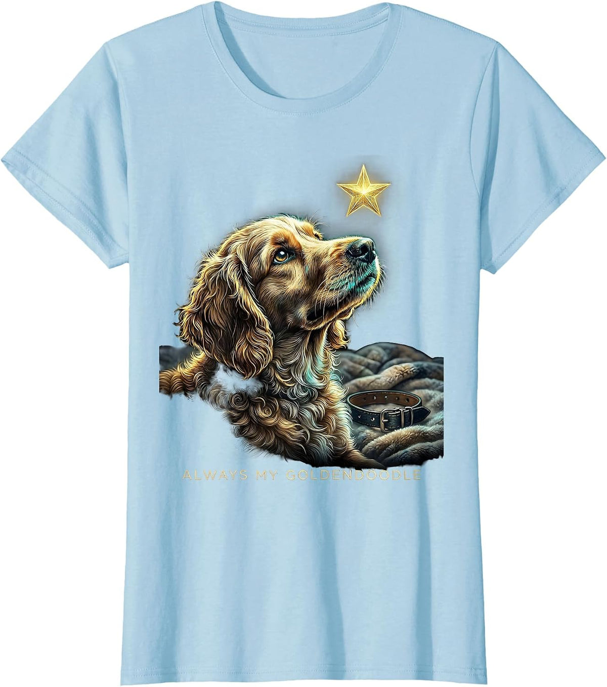 Always My Goldendoodle Luminescent Botanical Breed Tribute T-Shirt - Baby Blue