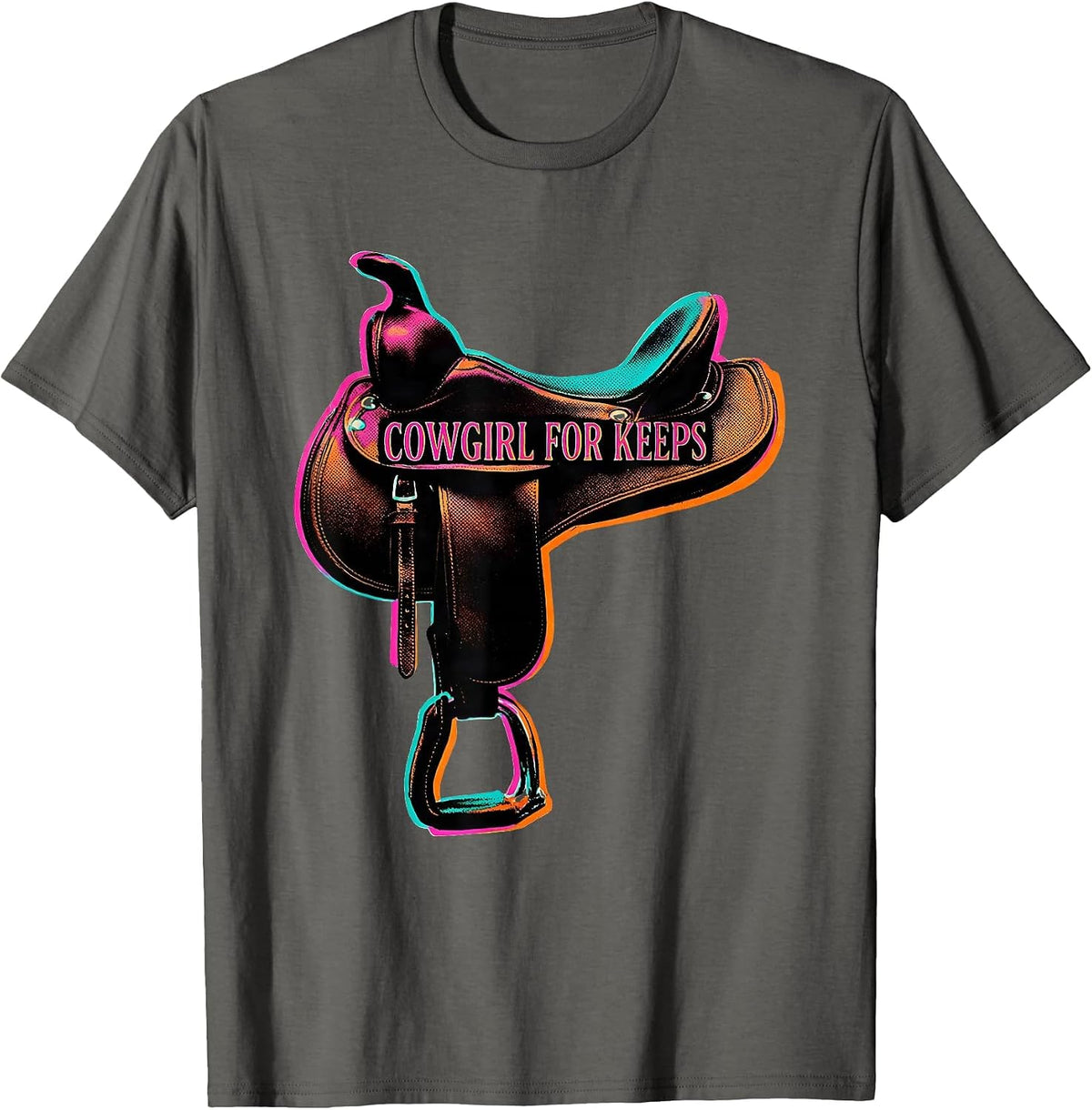 Cowgirl For Keeps Vintage Western Cowgirl Retro Rodeo T-Shirt - Asphalt Grey