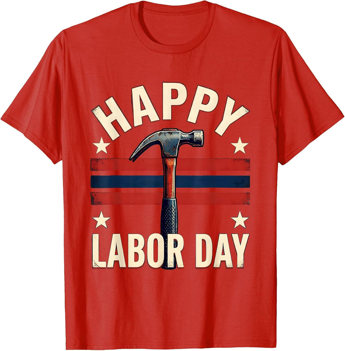Men's Happy Labor Day Patriotic Union Worker Labor Day Holiday T-Shirt - Red