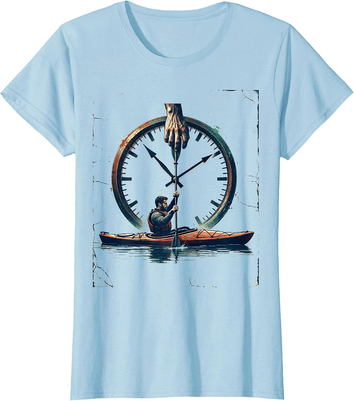 Kayak Paddler Distressed Kayak Lover Humor T-Shirt - Baby Blue