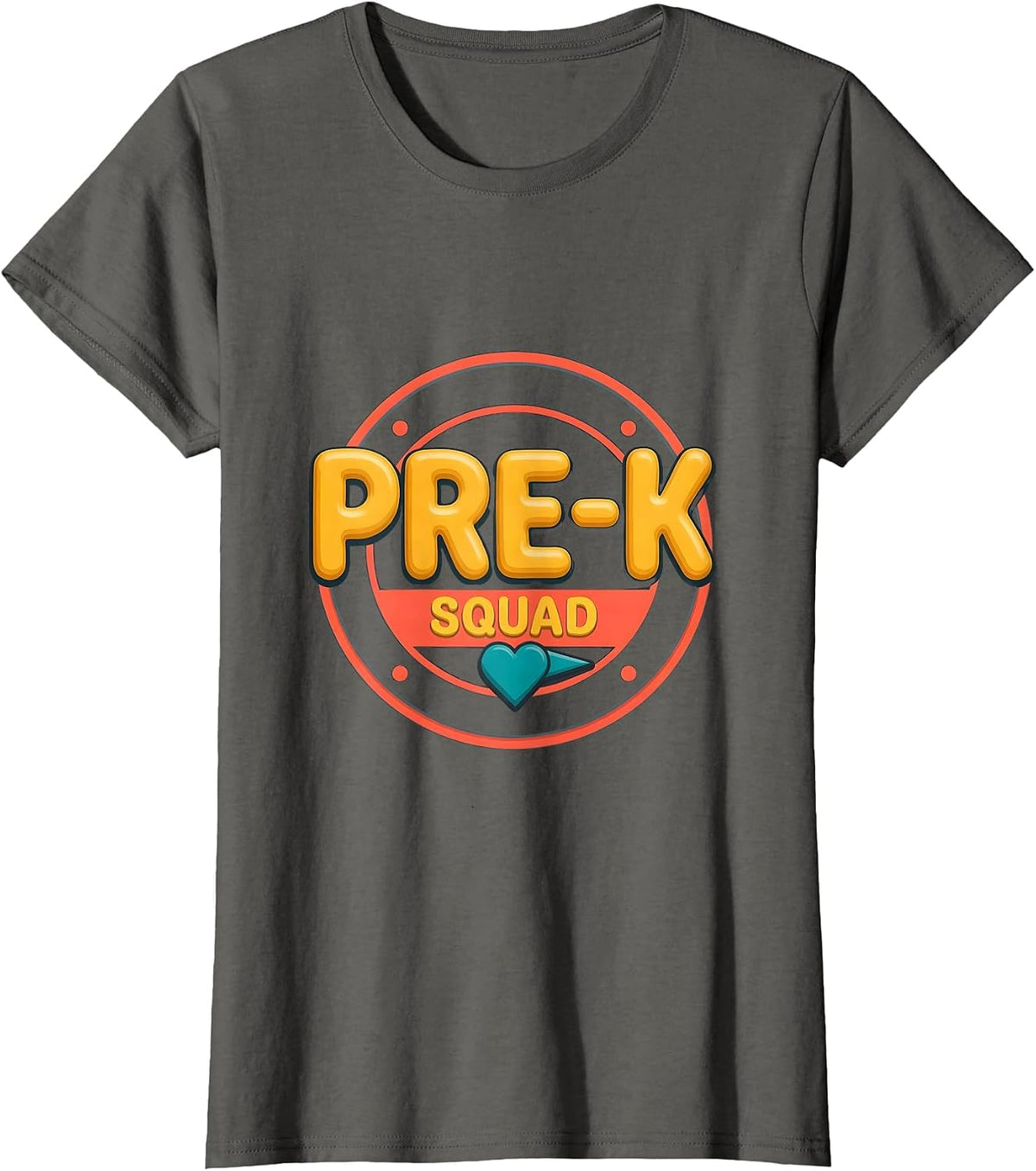 Women's Pre-K Squad Playful Preschool Teacher Back To School Crew T-Shirt - Asphalt Grey