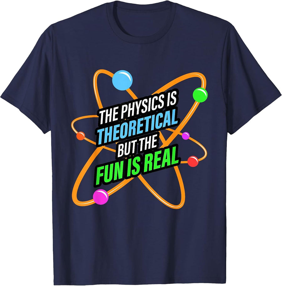 Physics Nerd Science Atom - Physicist T-Shirt - Navy Blue
