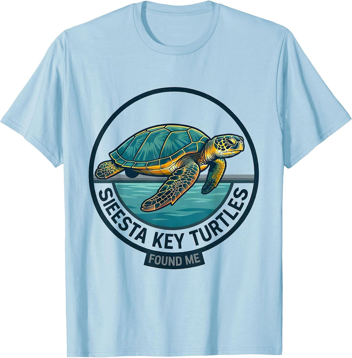 Siesta Key Turtles Found Me Flat Vector Sea Turtle Lover T-Shirt - Baby Blue