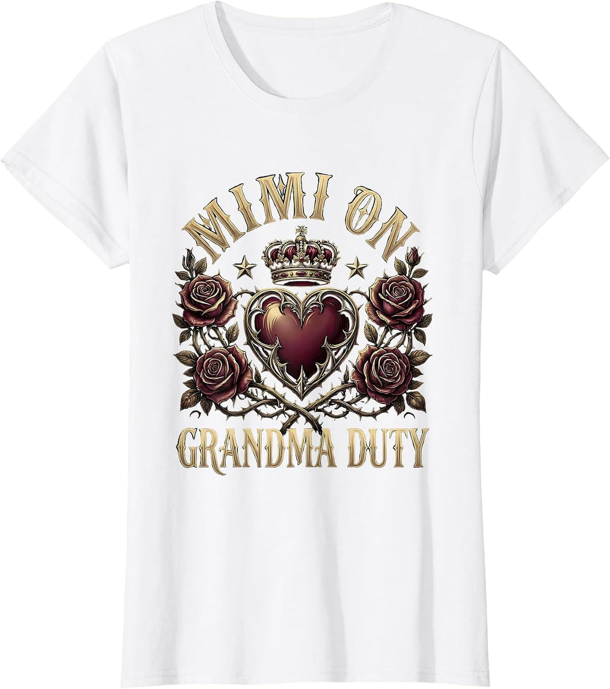 Women's Mimi On Grandma Duty Grandmother Design T-Shirt - White