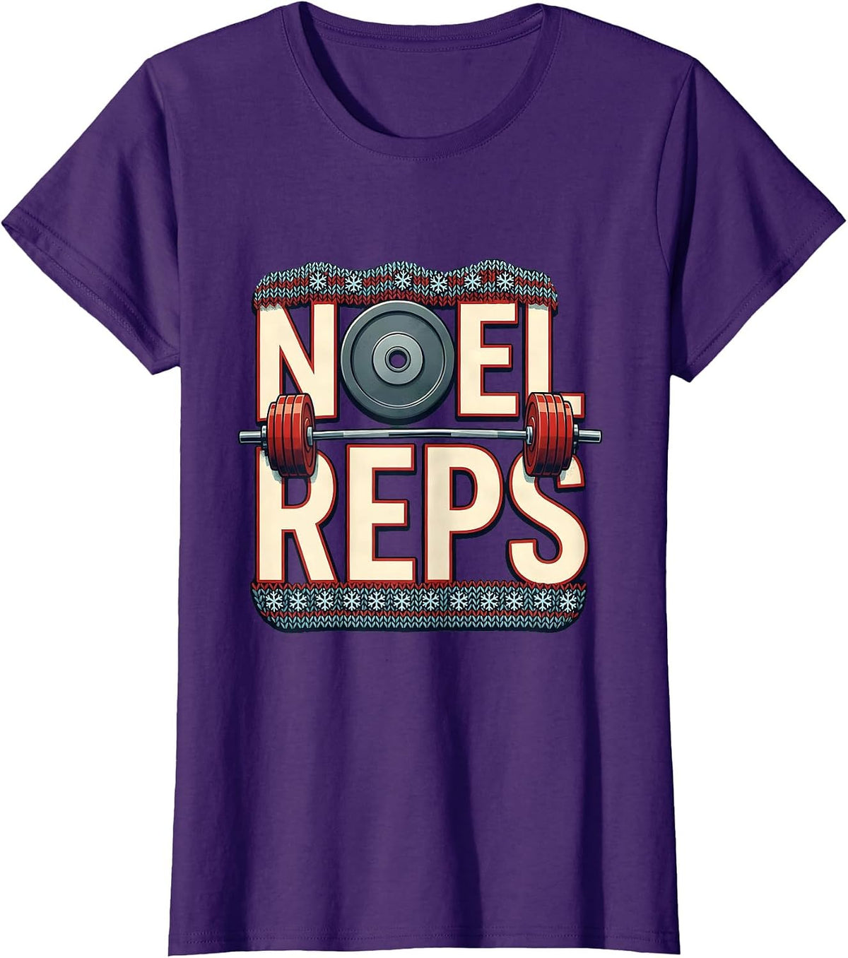 Women's Noel Reps Funny Christmas Gym Weightlifting Workout Fitness T-Shirt - Purple