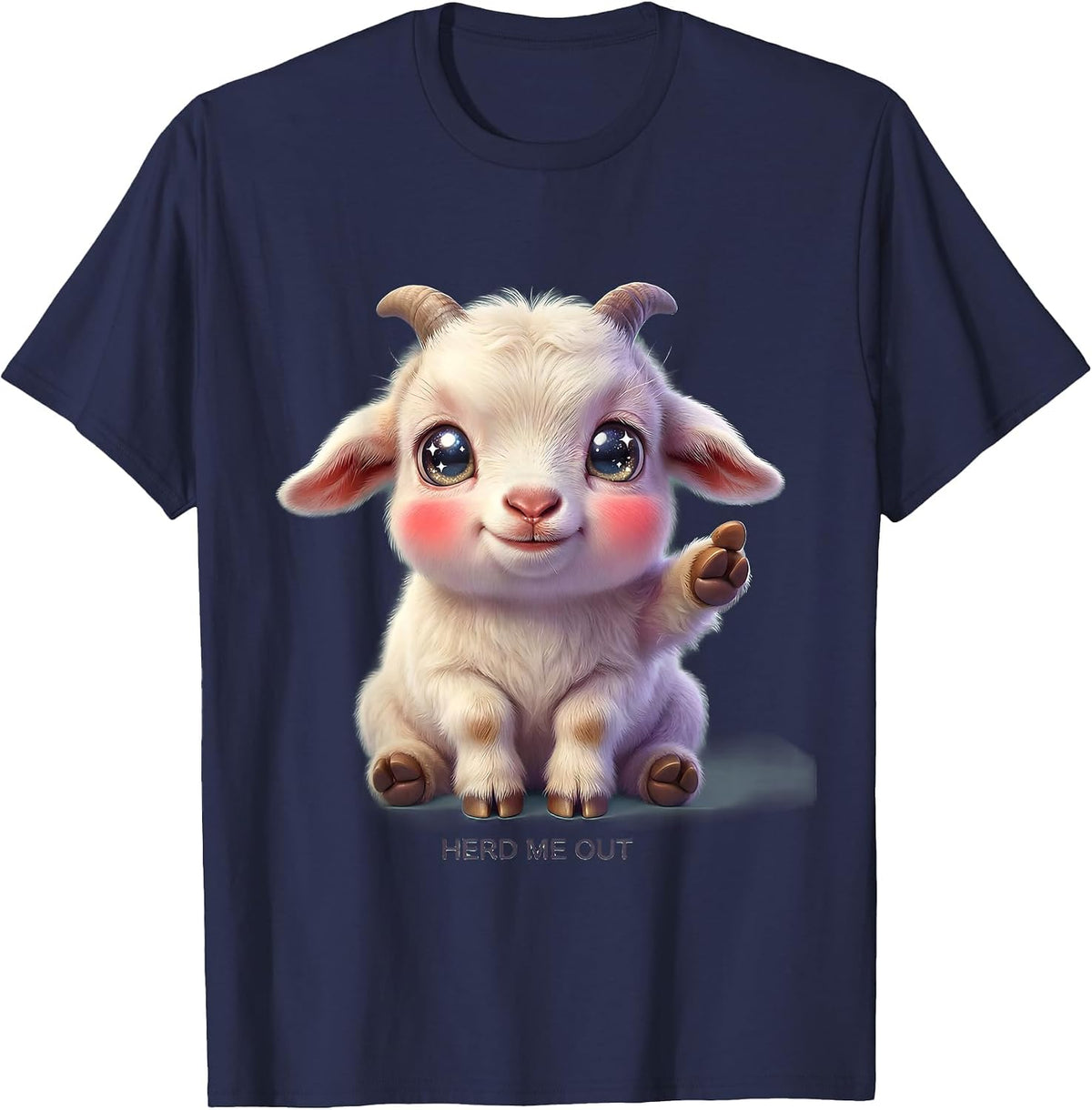 Herd Me Out Funny Goat Design T-Shirt - Navy Blue