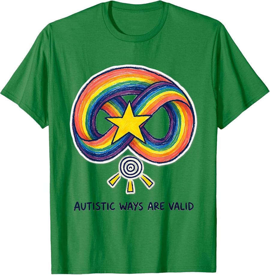 Men's Autistic Ways Are Valid Naive Kidcore Neurodiversity T-Shirt - Kelly Green