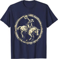 Cowgirl Bucking Bronco Rodeo Graphic Design T-Shirt - Navy Blue