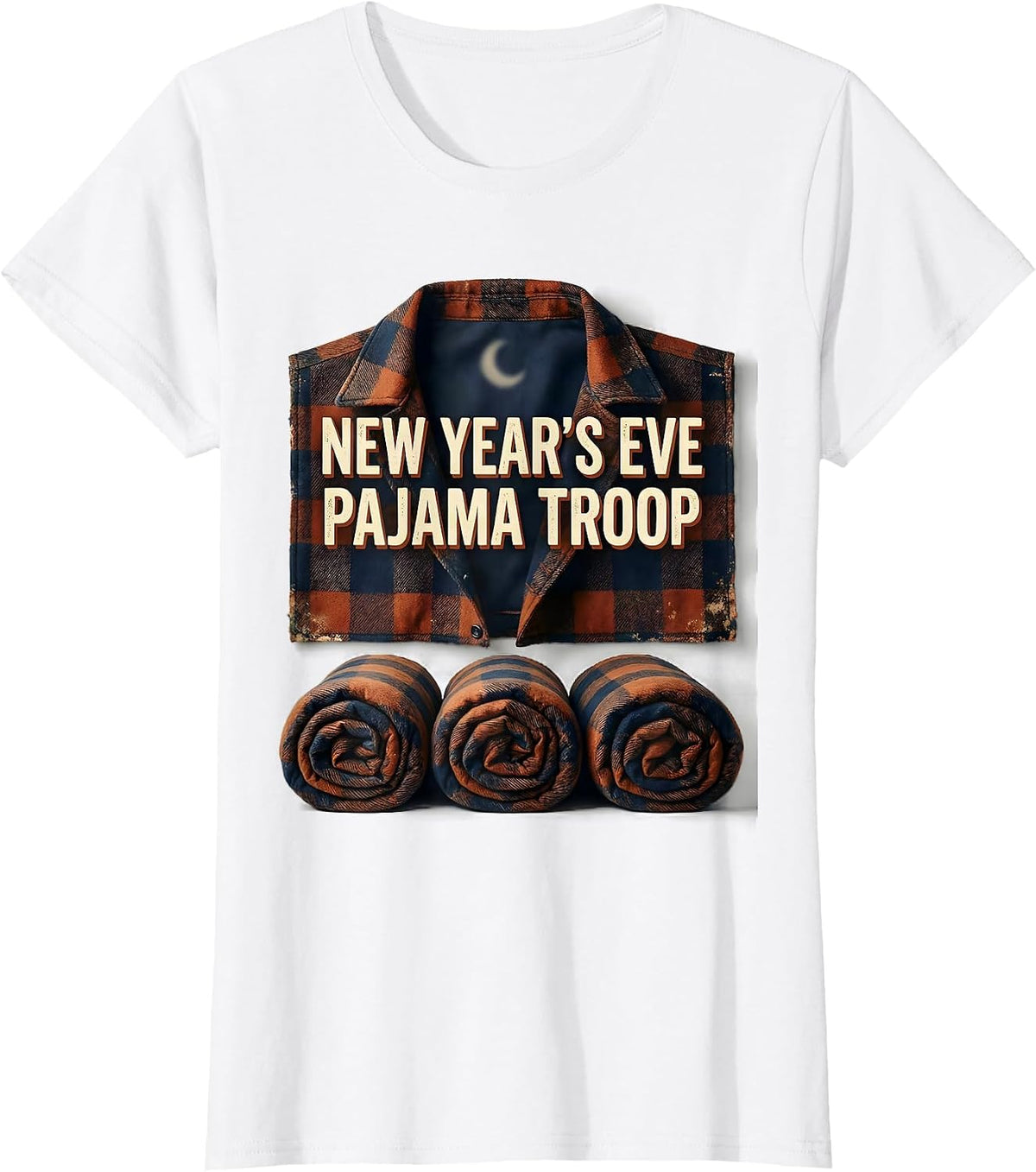 Women's New Year's Eve Pajama Troop Vintage Family Matching Humor T-Shirt - White