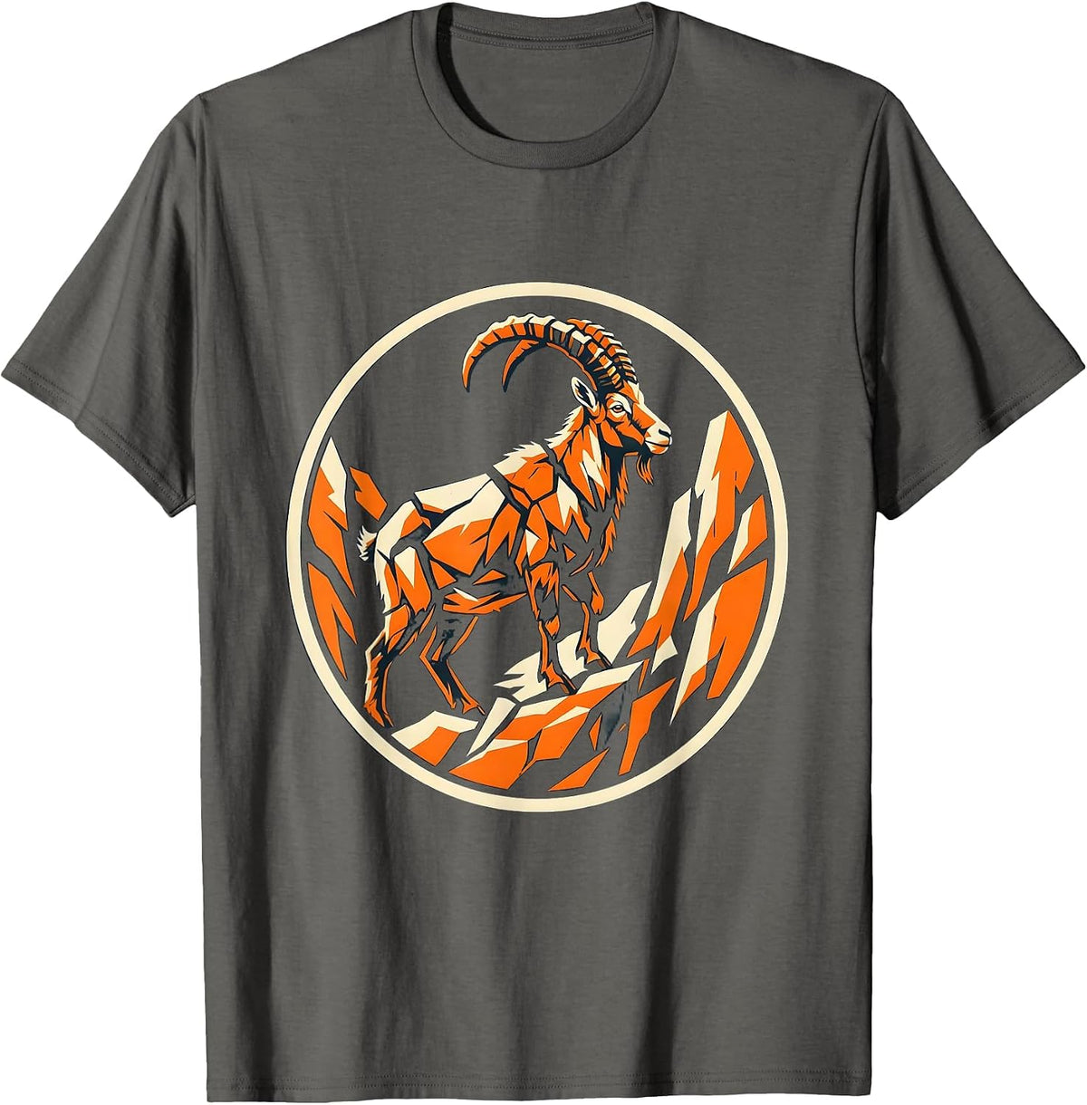 Mountain Goat Camo Rocky Cliff Nature Wildlife T-Shirt - Asphalt Grey