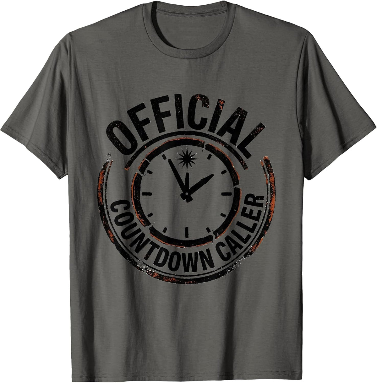 Official Countdown Caller Rubber Stamp New Years Eve Party T-Shirt - Asphalt Grey