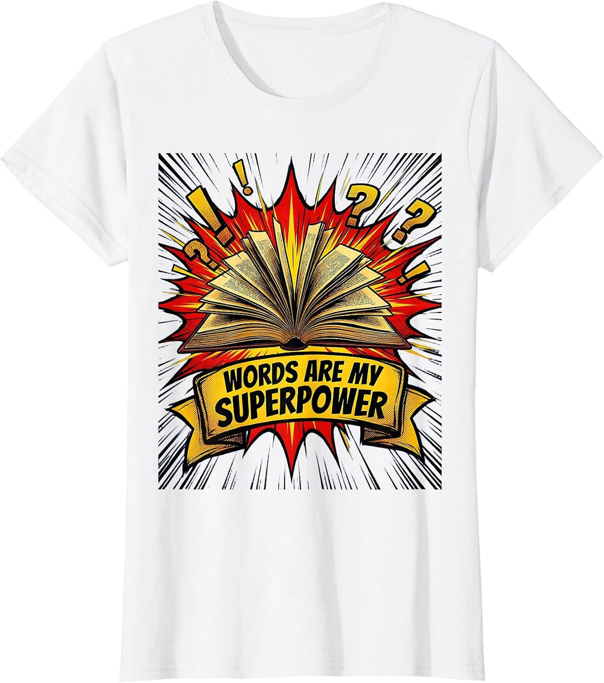 Women's Words Are My Superpower English Teacher Design T-Shirt - White