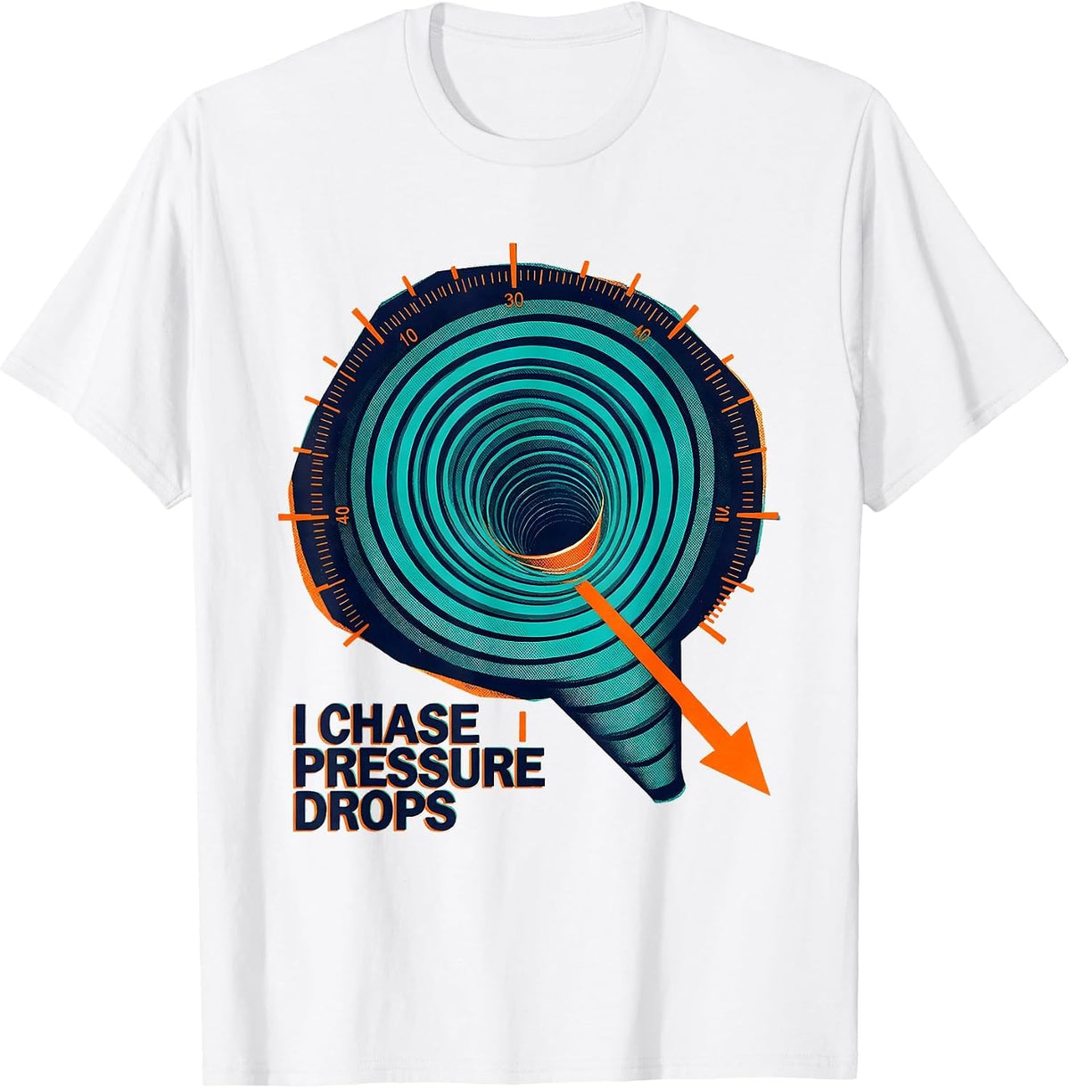 Men's I Chase Pressure Drops Risograph Tornado Chaser Meteorology T-Shirt - White