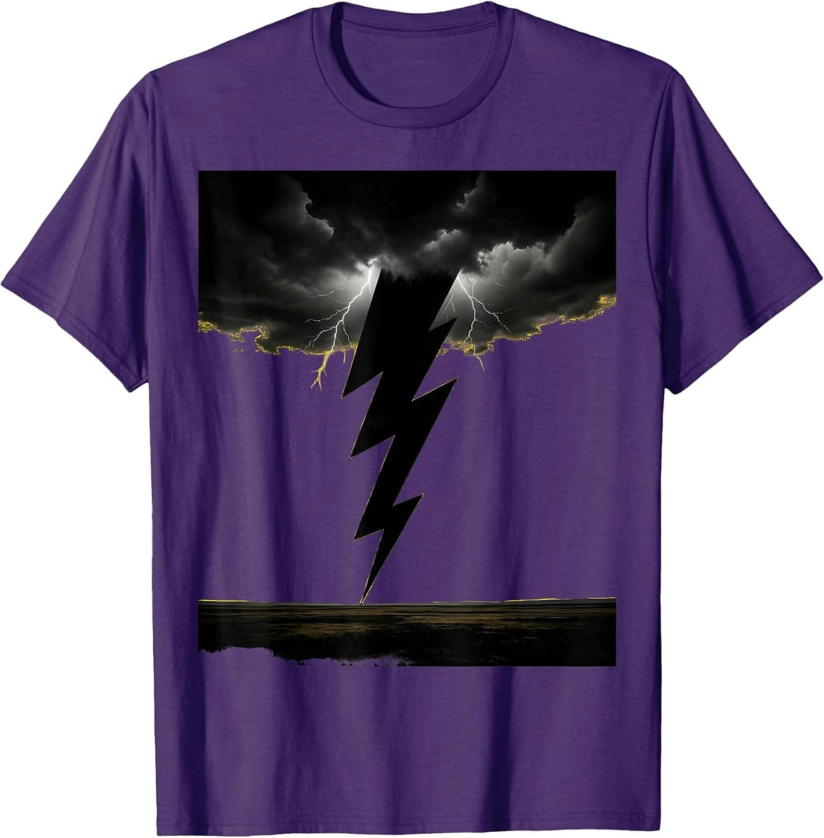 Men's Lightning Bolt Striking Open Field Graphic T-Shirt - Purple