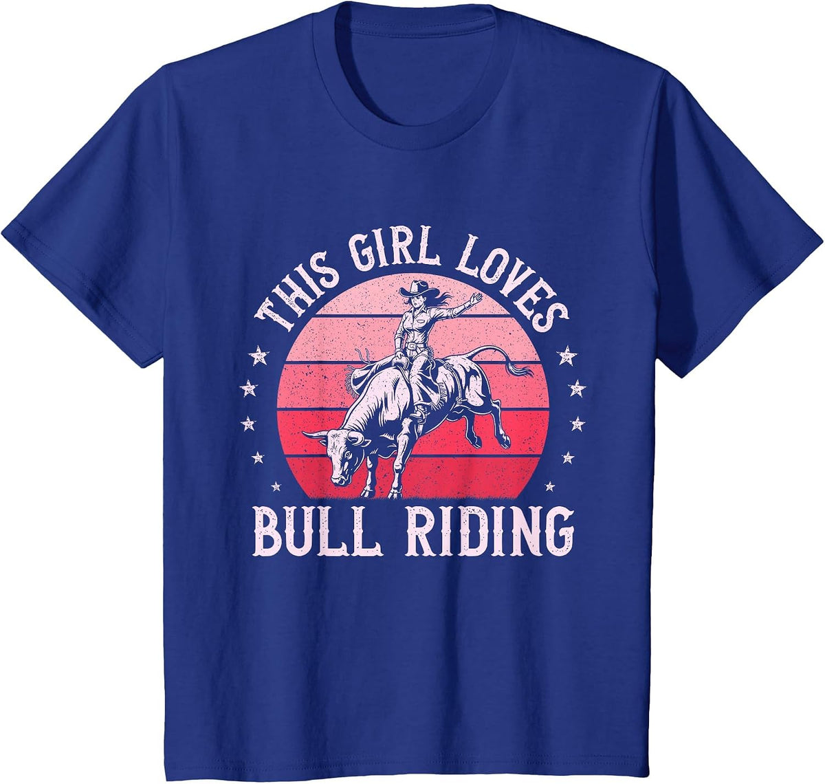 This Girl Loves Bull Riding Rodeo Cowgirl Bull Rider Vintage T-Shirt - Royal Blue