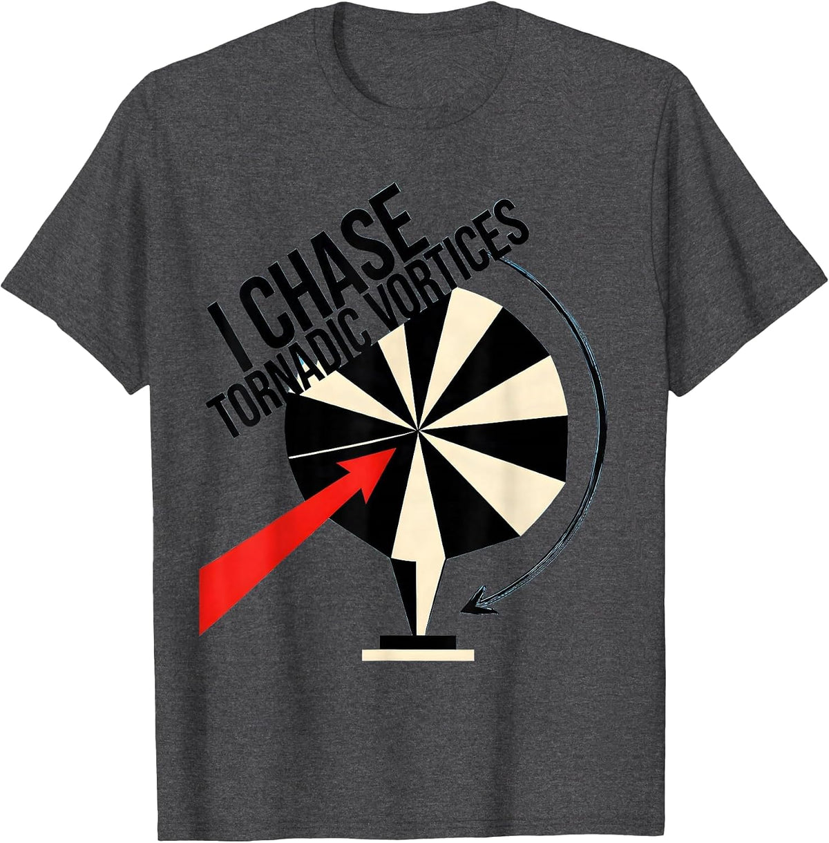 Men's I Chase Tornadic Vortices Constructivist Storm Chaser T-Shirt - Dark Heather Grey