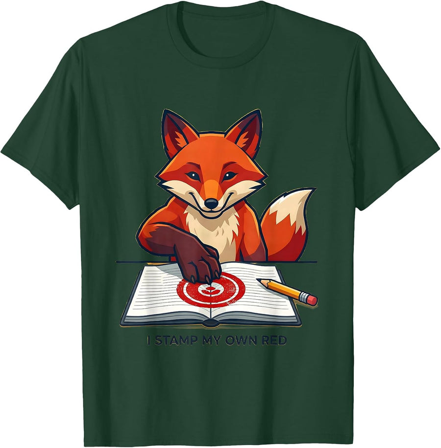 Men's I Stamp My Own Red Dyslexia Awareness Month Neurodiversity T-Shirt - Dark Green