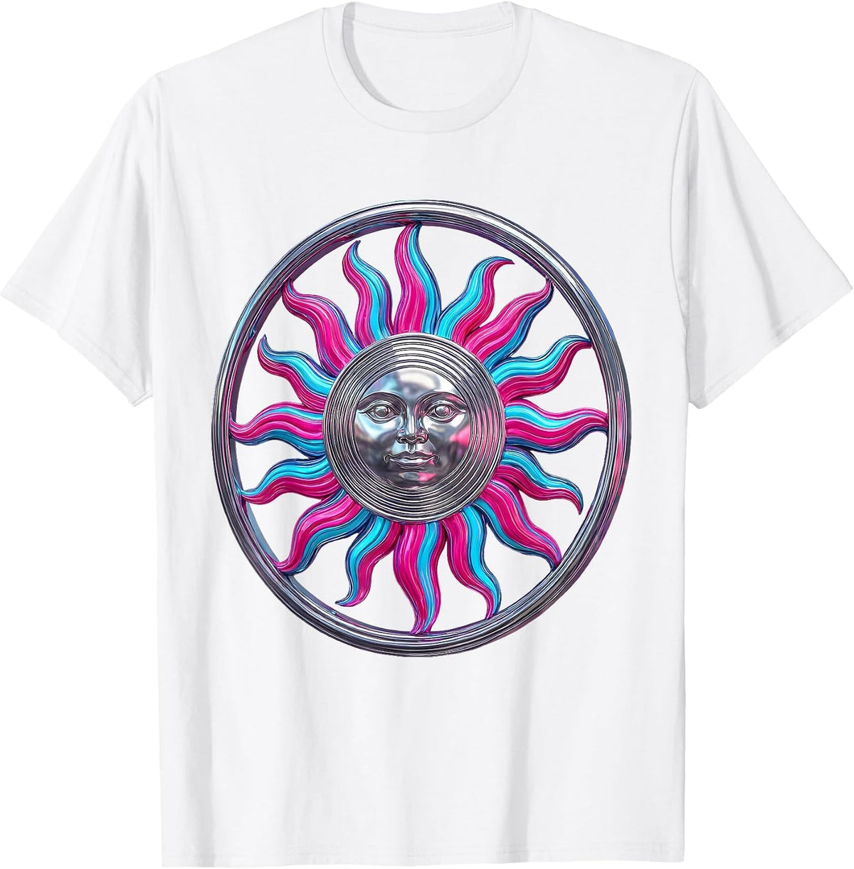 Men's Giant Sun Solar Flare Eruption Galaxy Design T-Shirt - White