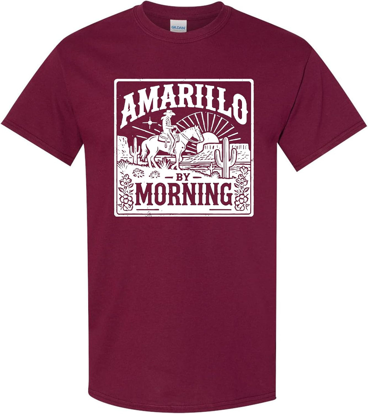 Amarillo By Morning Cowboy Shirt Country Western Graphic Tee - Maroon