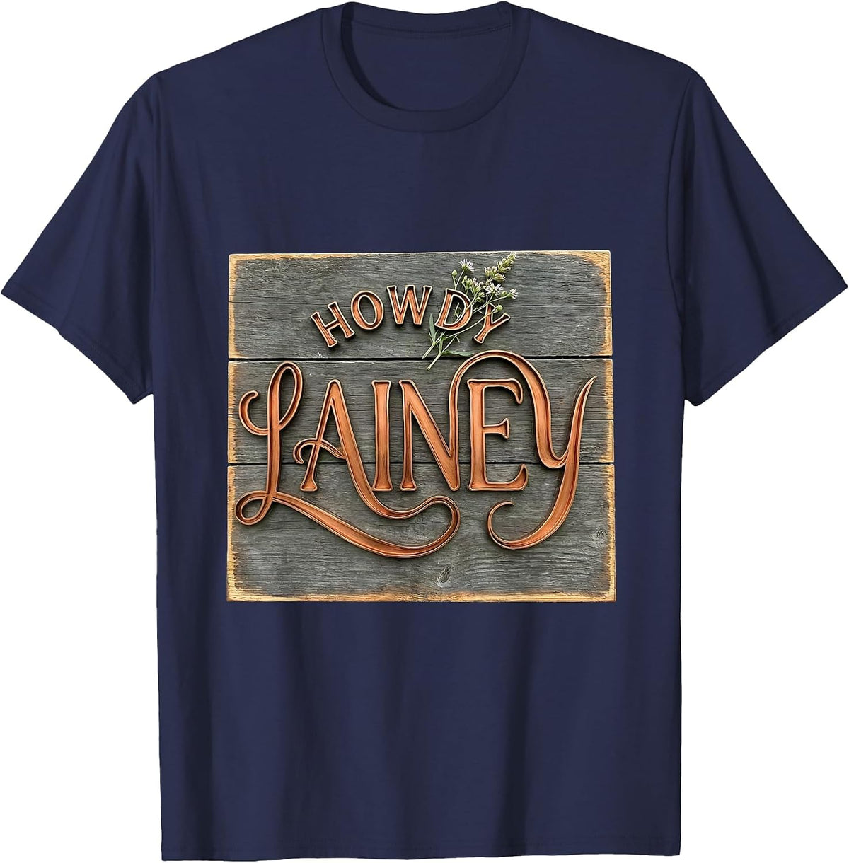 Men's Howdy Lainey Boho Typography Western Cowgirl Name Gift T-Shirt - Navy Blue