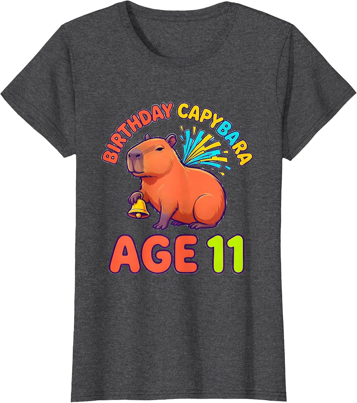 Women's Birthday Capybara Age 11 Funny Animal Lover Party T-Shirt - Dark Heather Grey