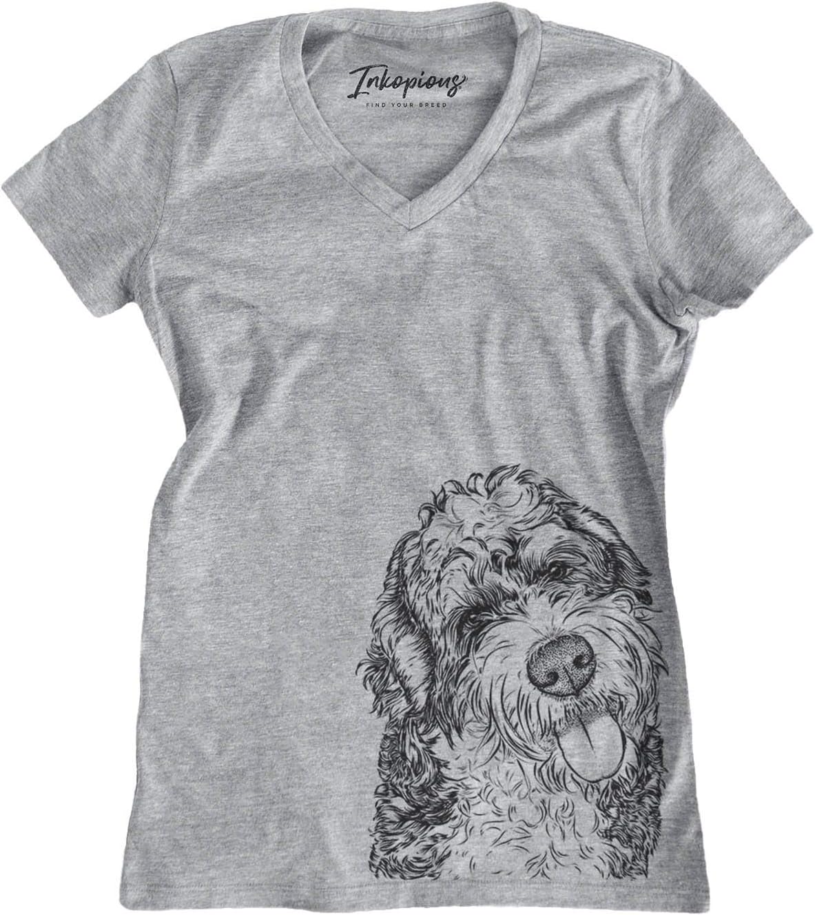 Bare Kaci the Bernedoodle Dog Triblend T-Shirt - Grey Modern V-neck