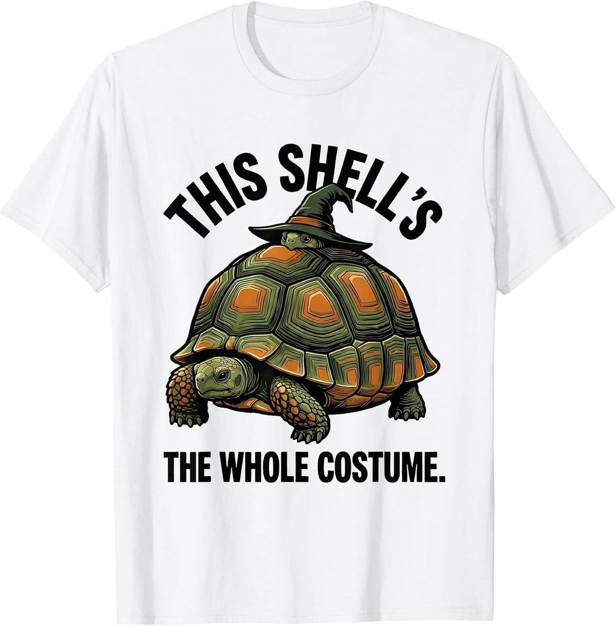 Men's This Shell's the Whole Costume Whimsical Turtle Halloween T-Shirt - White