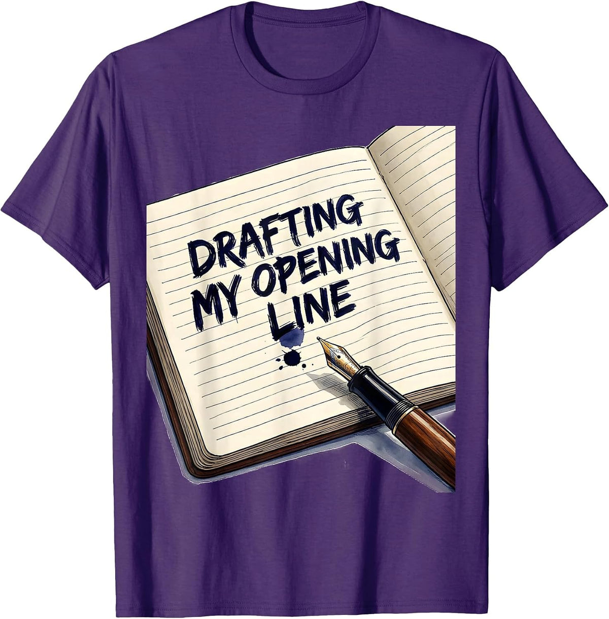 Drafting My Opening Line Funny Writer Author Bookworm Humor T-Shirt - Purple