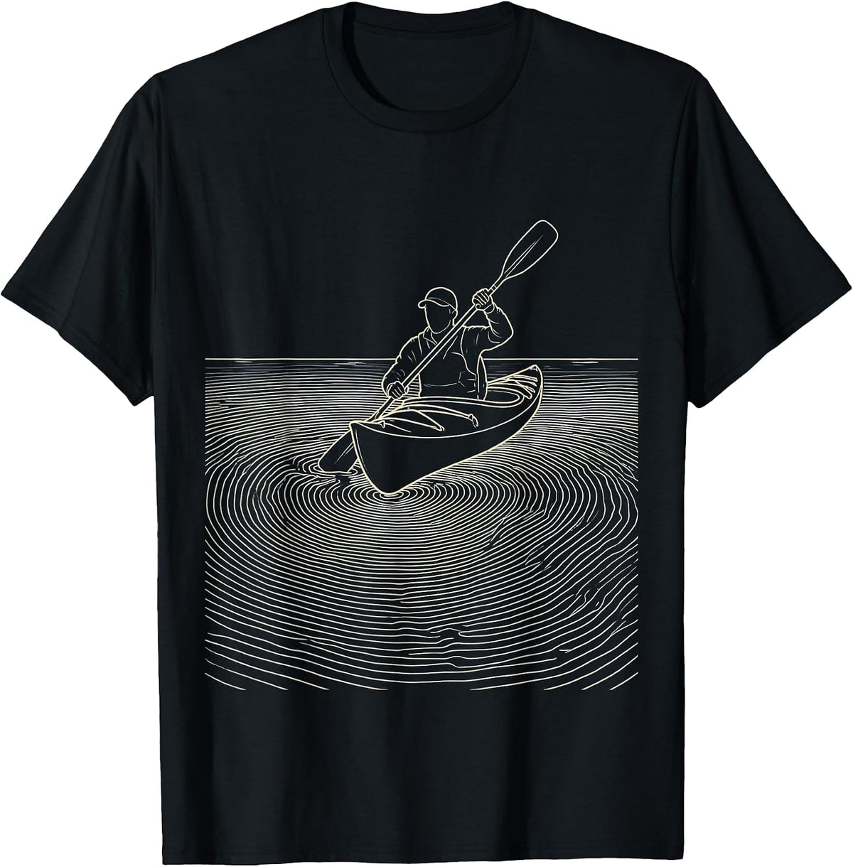Men's Canoe Contour Funny Kayak Kayaker Gift T-Shirt - Black
