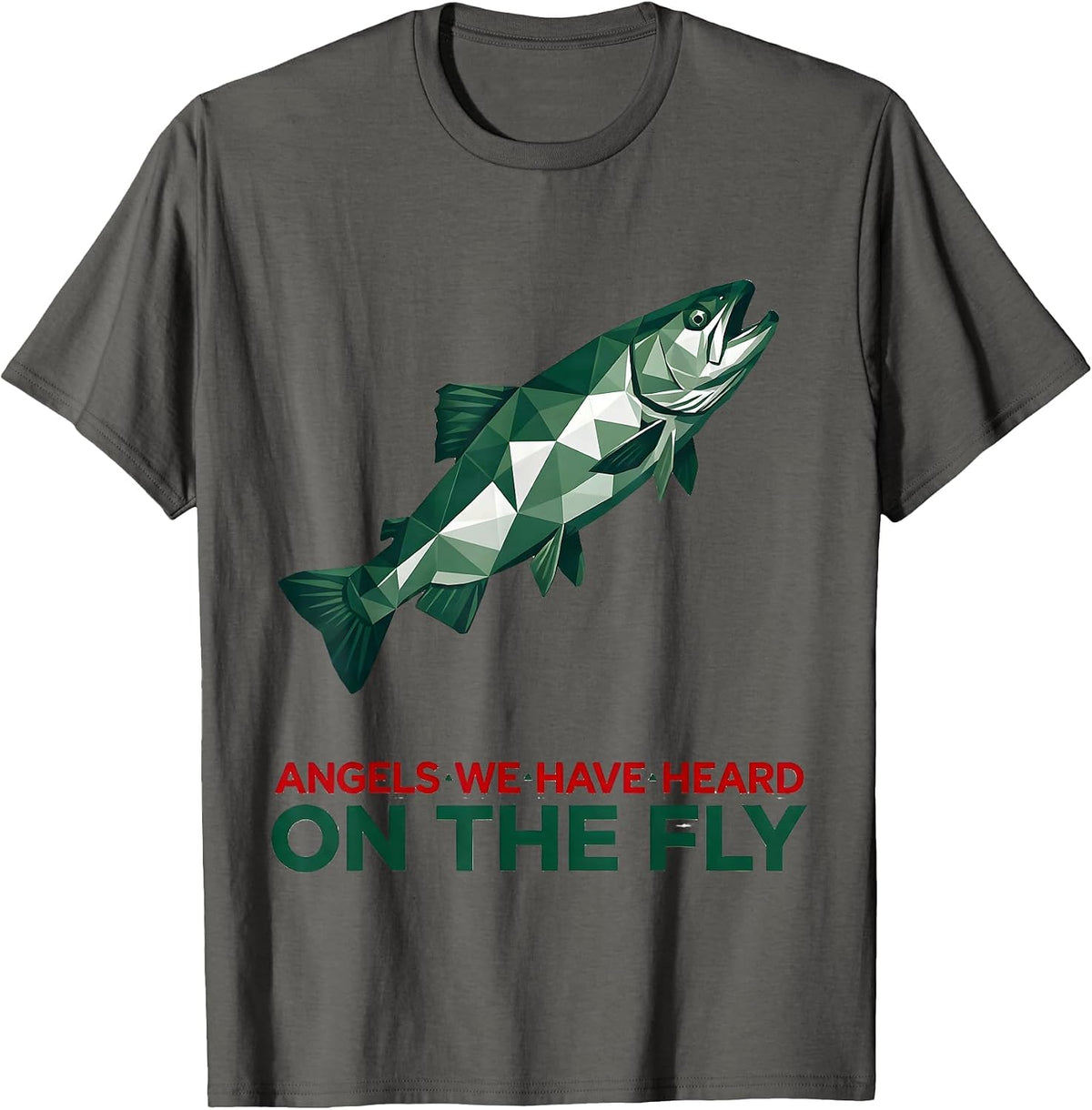 Men's Angels We Have Heard, On The Fly Geometric Christmas Fishing T-Shirt - Asphalt Grey