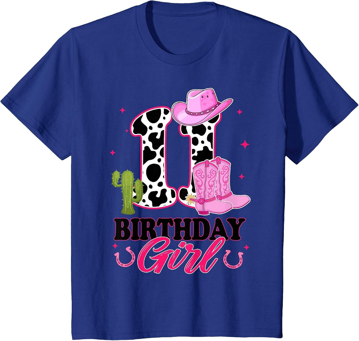 11th Birthday Girl Rodeo Western 11 Year Old Cowgirl T-Shirt - Royal Blue