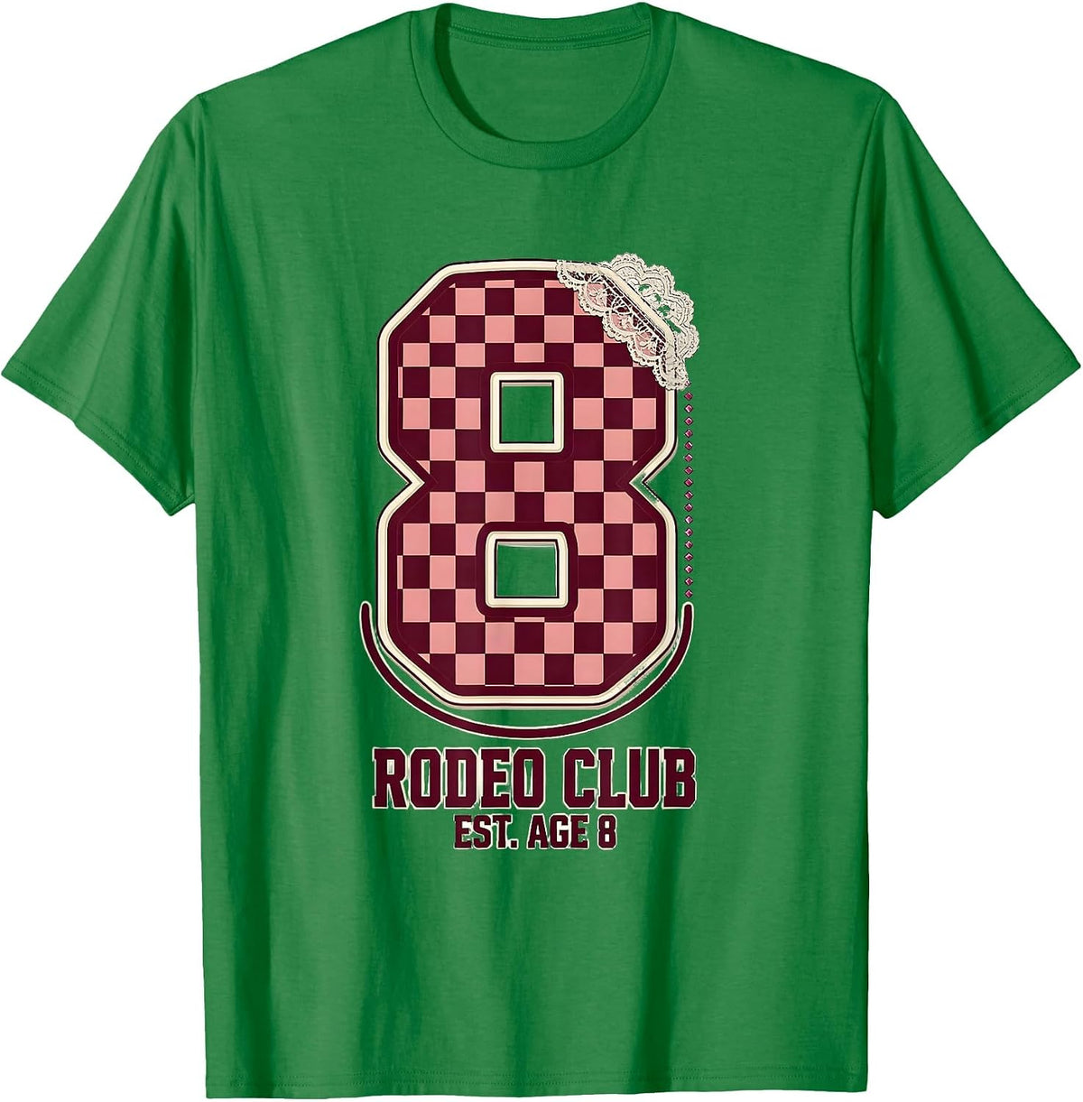 Men's Rodeo Club Est Age 8 Cowgirl Disco Birthday Girl Party T-Shirt - Kelly Green