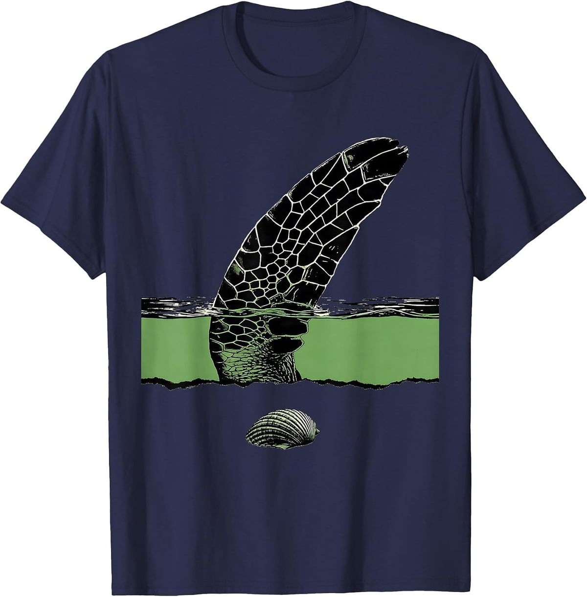 Men's Oversized Paddle Flipper Sea Turtle Ocean Animal Lover T-Shirt - Navy Blue