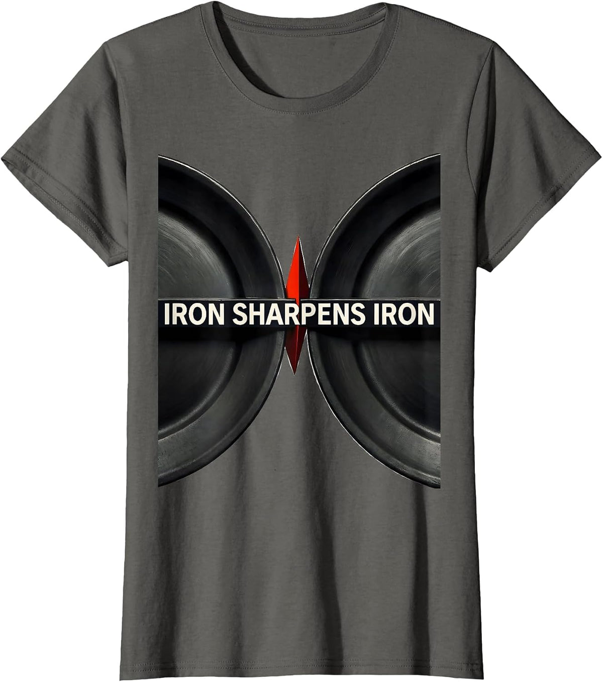 Women's Iron Sharpens Iron Constructivist Faith-Based Gym Workout T-Shirt - Asphalt Grey