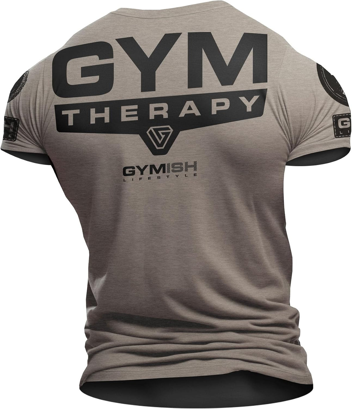 Gym Therapy Back Workout Motivational Lifting T-Shirt for Men Funny Gym Shirt - 03. Gymish Therapy Back Warmgrey Branded