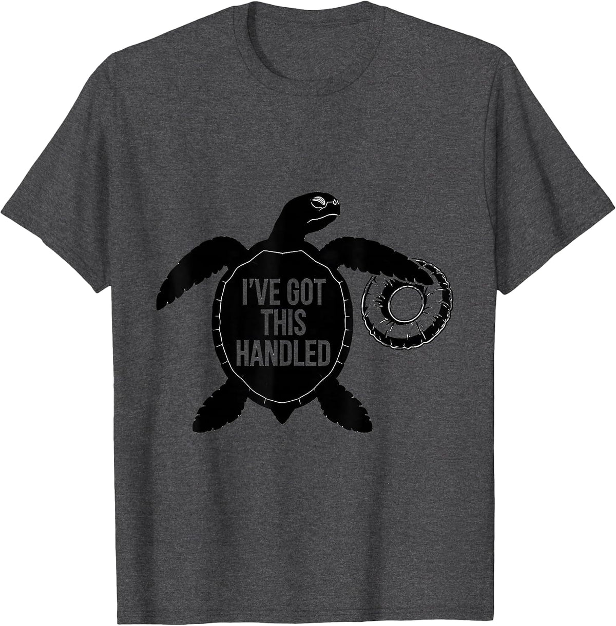 Men's I've Got This Handled Funny Sea Turtle Ocean Animal Beach T-Shirt - Dark Heather Grey