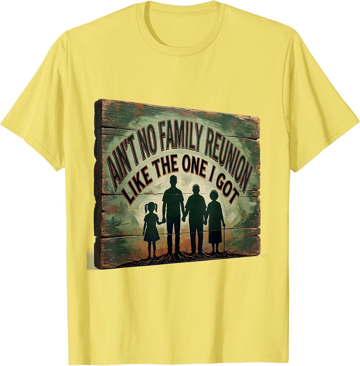 Men's Ain't No Family Reunion Like The One I Got Vintage T-Shirt - Lemon Yellow