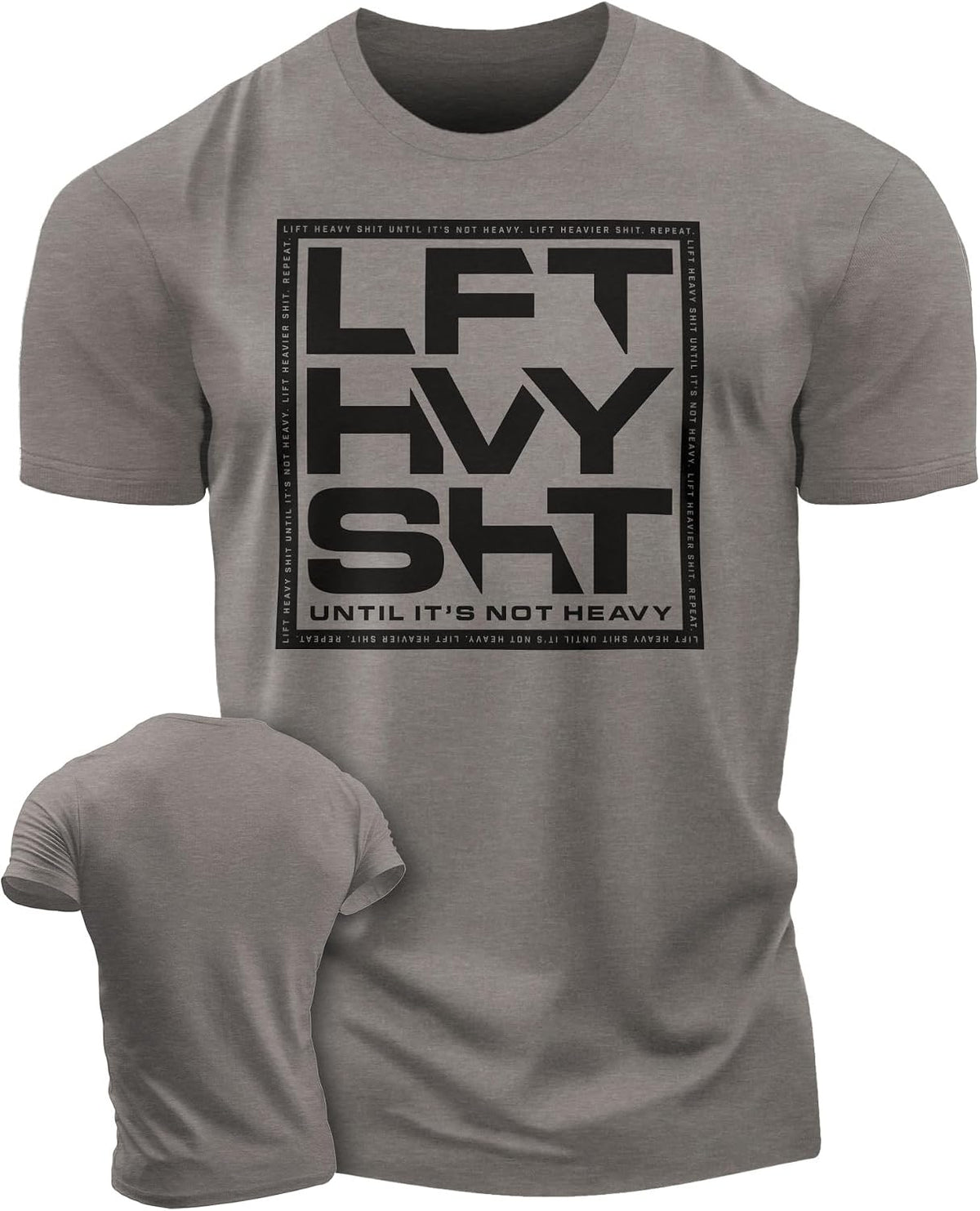 Gymish Lifestyle LFT HVY SHT Gym Shirt for Men, Bodybuilding Graphic Tee - 3. Lft Hvy Sht Warm Grey