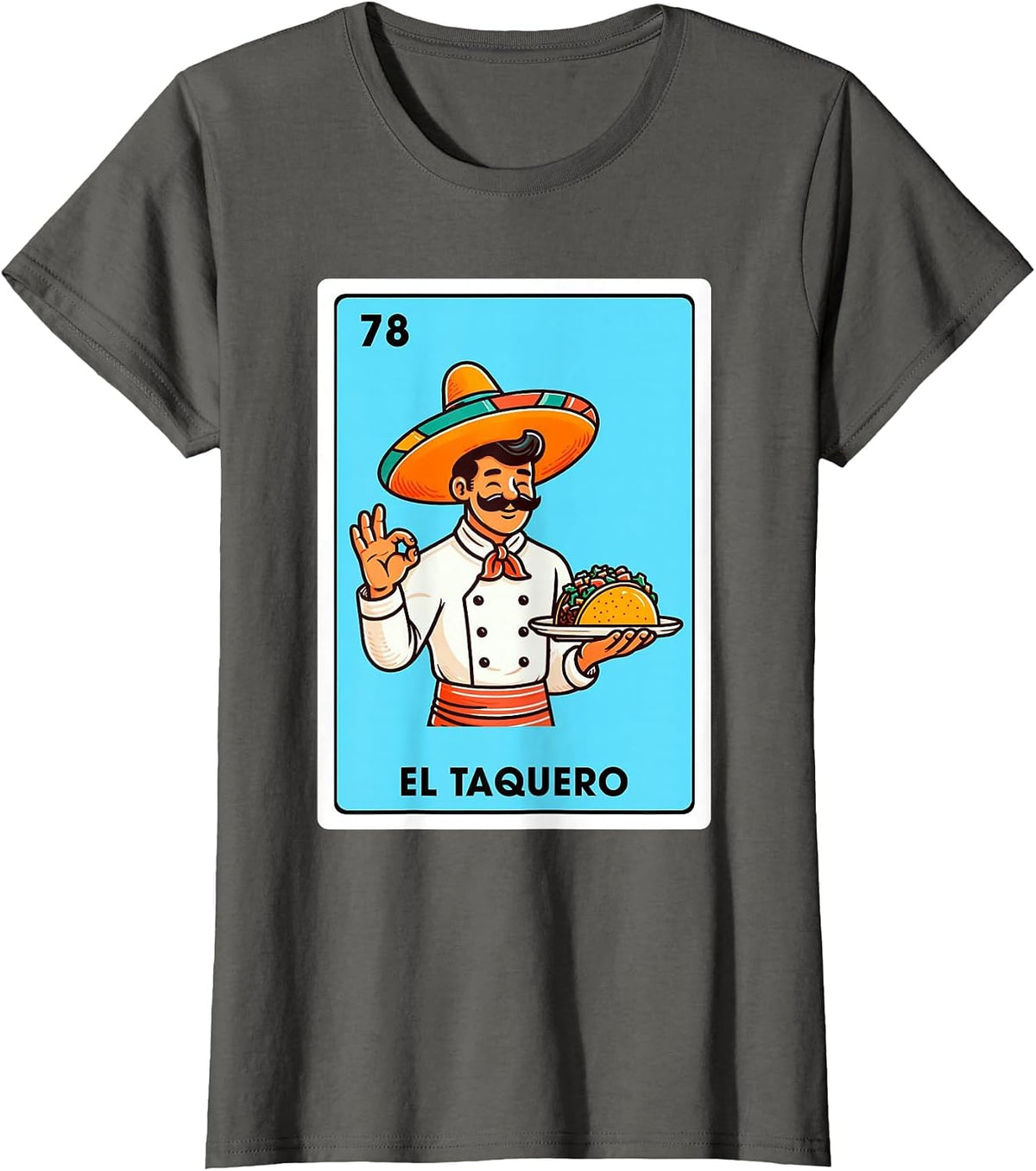 Mexican The Taco Maker Tacos El Taquero Mexican Bingo Card T-Shirt - Asphalt Grey
