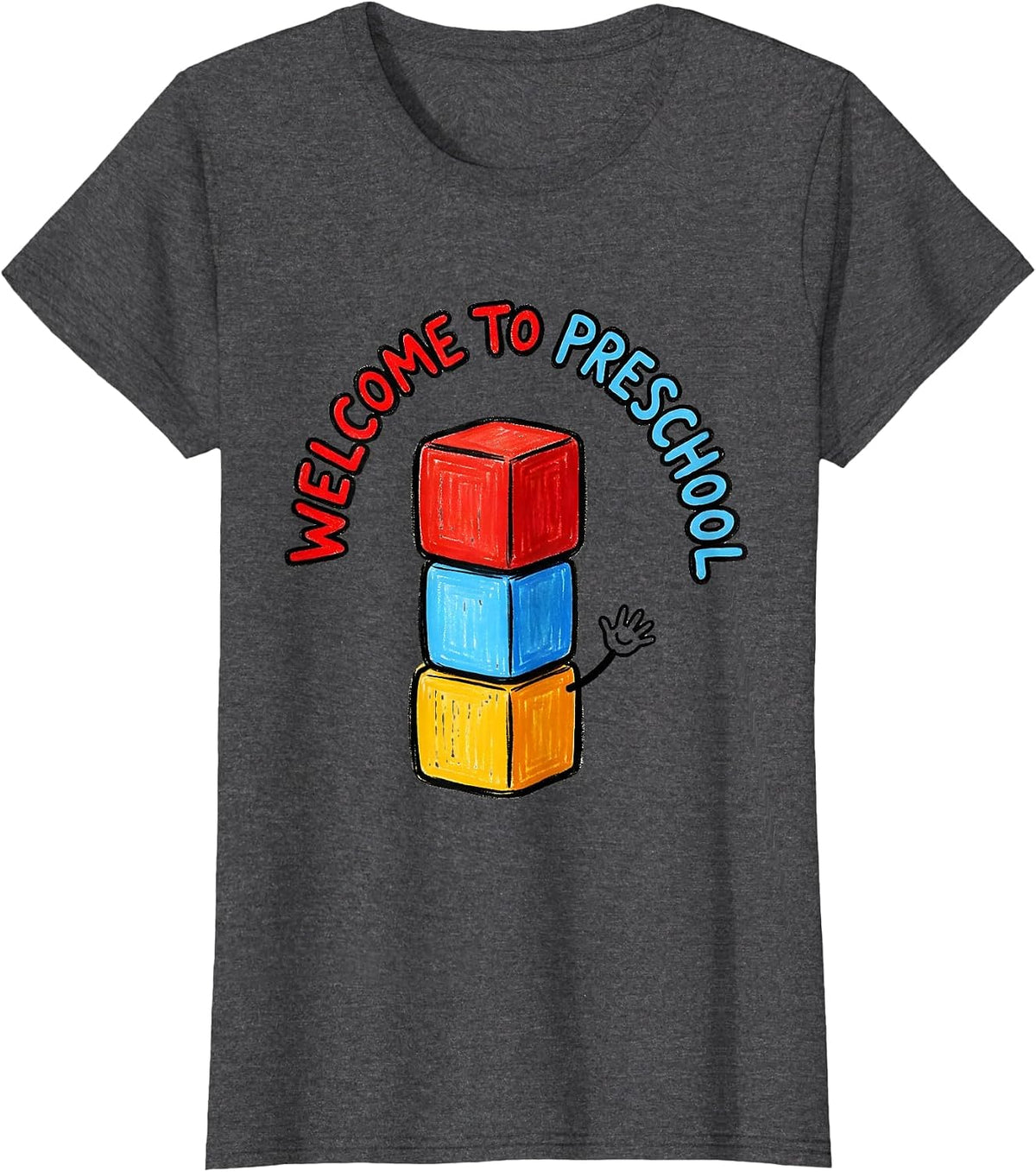 Women's Welcome To Preschool Naive Kidcore Teacher Appreciation Gift T-Shirt - Dark Heather Grey