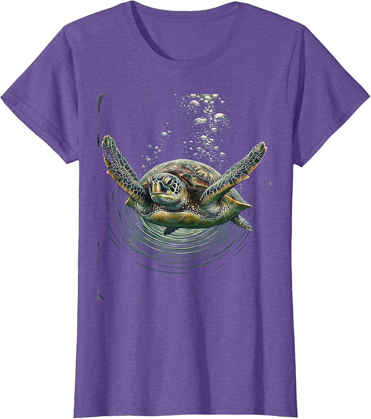 Women's Sea Turtle Ocean Depths Graphic Tee T-Shirt - Purple Heather