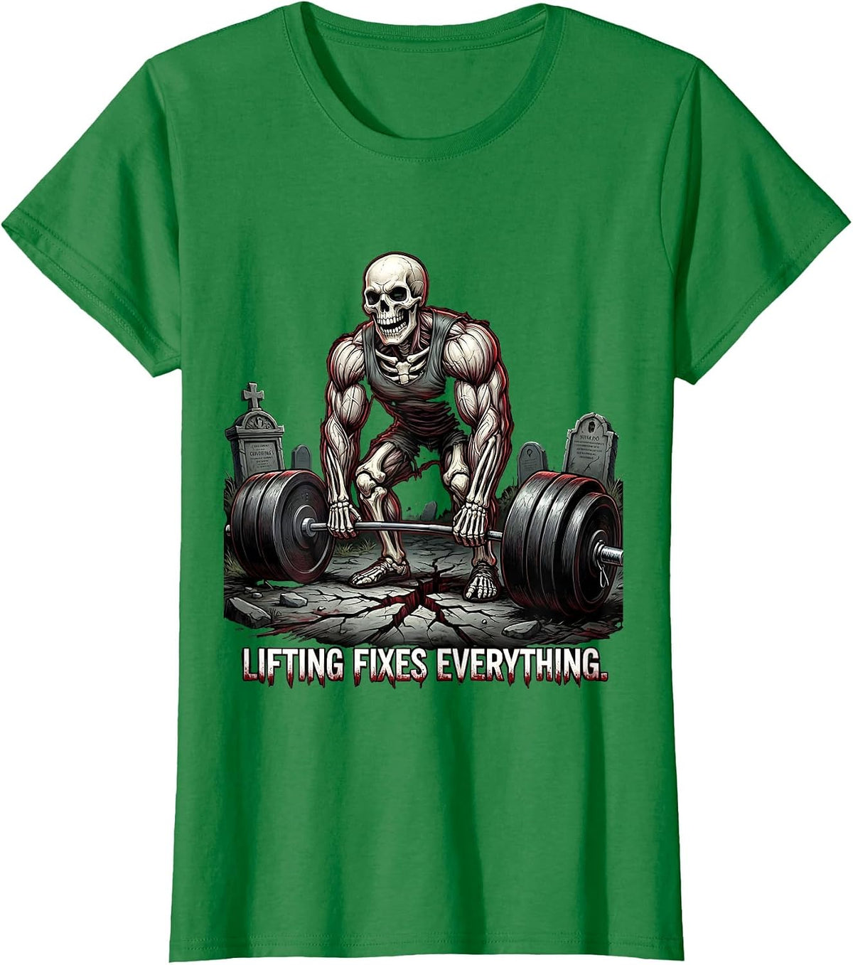 Women's Lifting Fixes Everything Funny Gym Design T-Shirt - Kelly Green