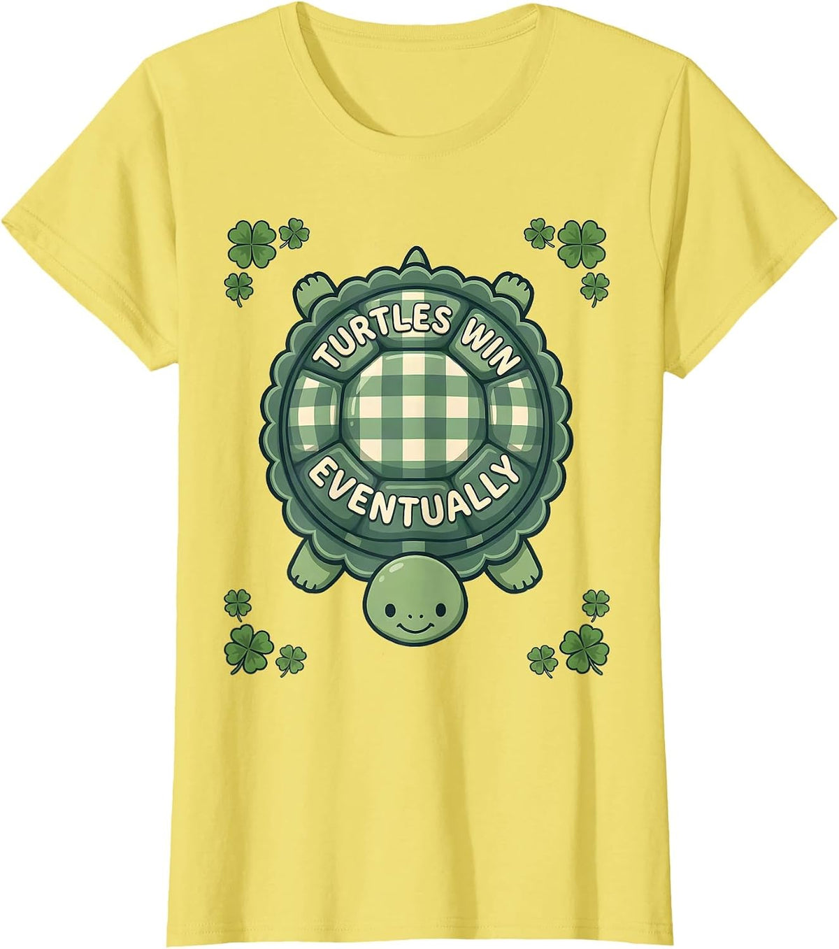 Women's Turtles Win Eventually Animal Kingdom Design T-Shirt - Lemon Yellow