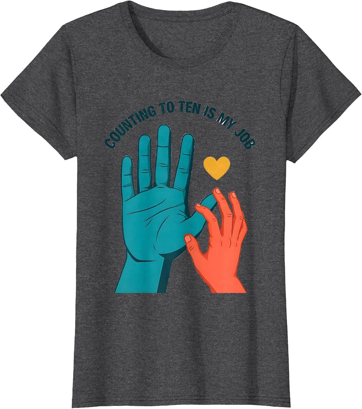 Women's Counting To Ten Is My Job Funny Paraeducator Para Life T-Shirt - Dark Heather Grey