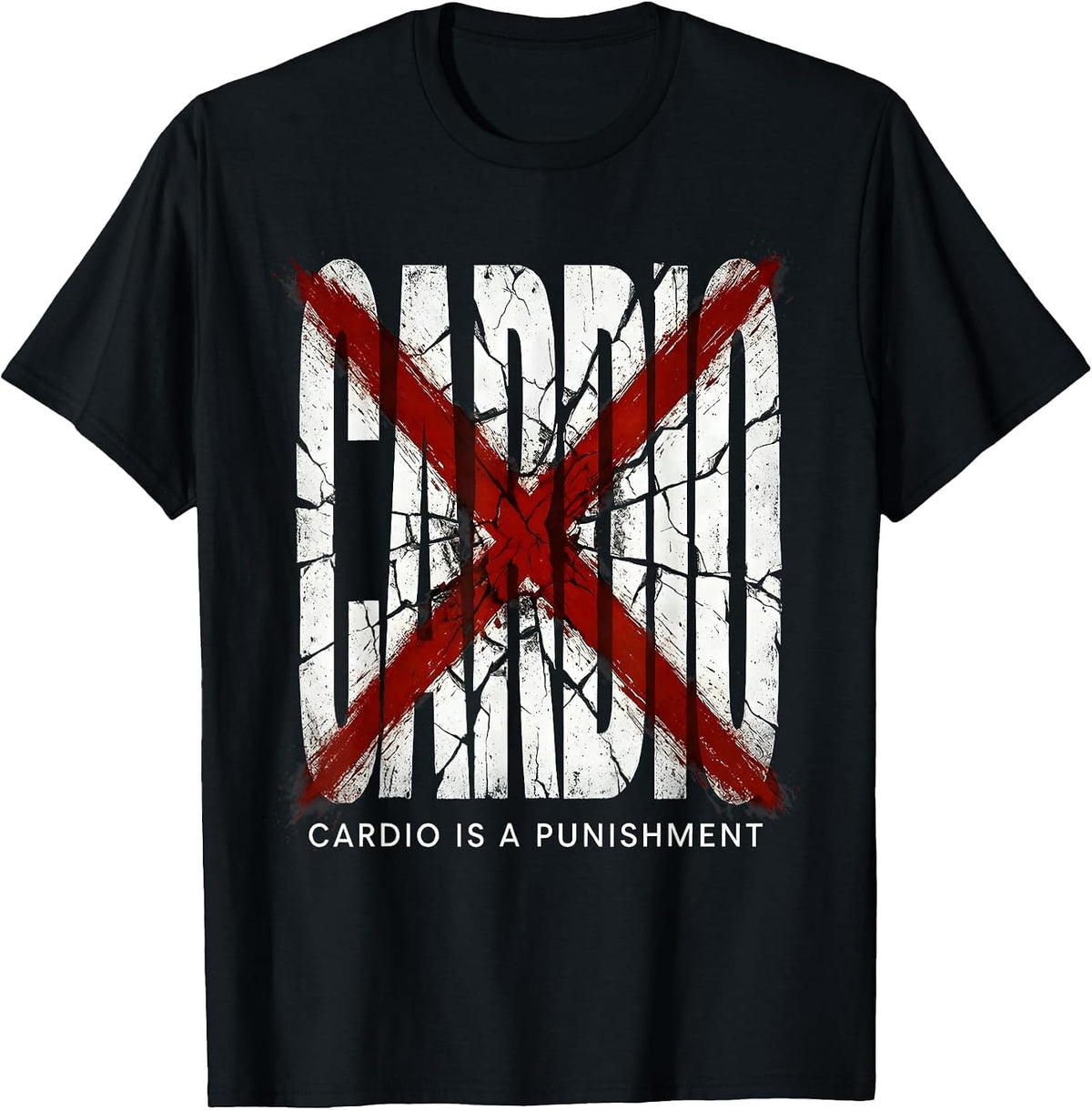 Men's Cardio Is A Punishment Gym Humor Design T-Shirt - Black
