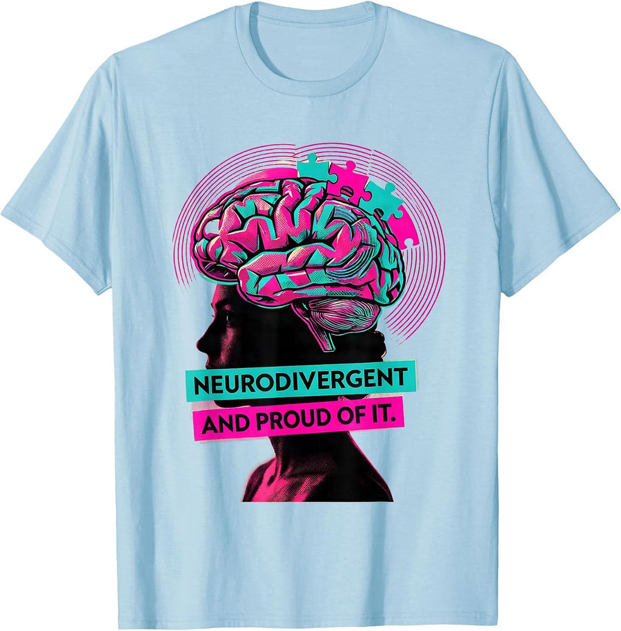 Men's Neurodivergent and Proud of It Autism Design T-Shirt - Baby Blue