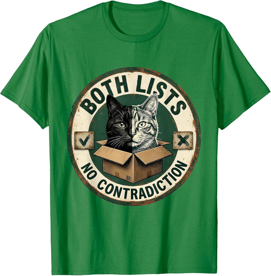 Men's Both Lists No Contradiction Vintage Science Cat Quantum T-Shirt - Kelly Green
