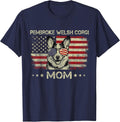 Pembroke Welsh Corgi Mom Dog Lover American Flag 4th of July T-Shirt - Navy Blue