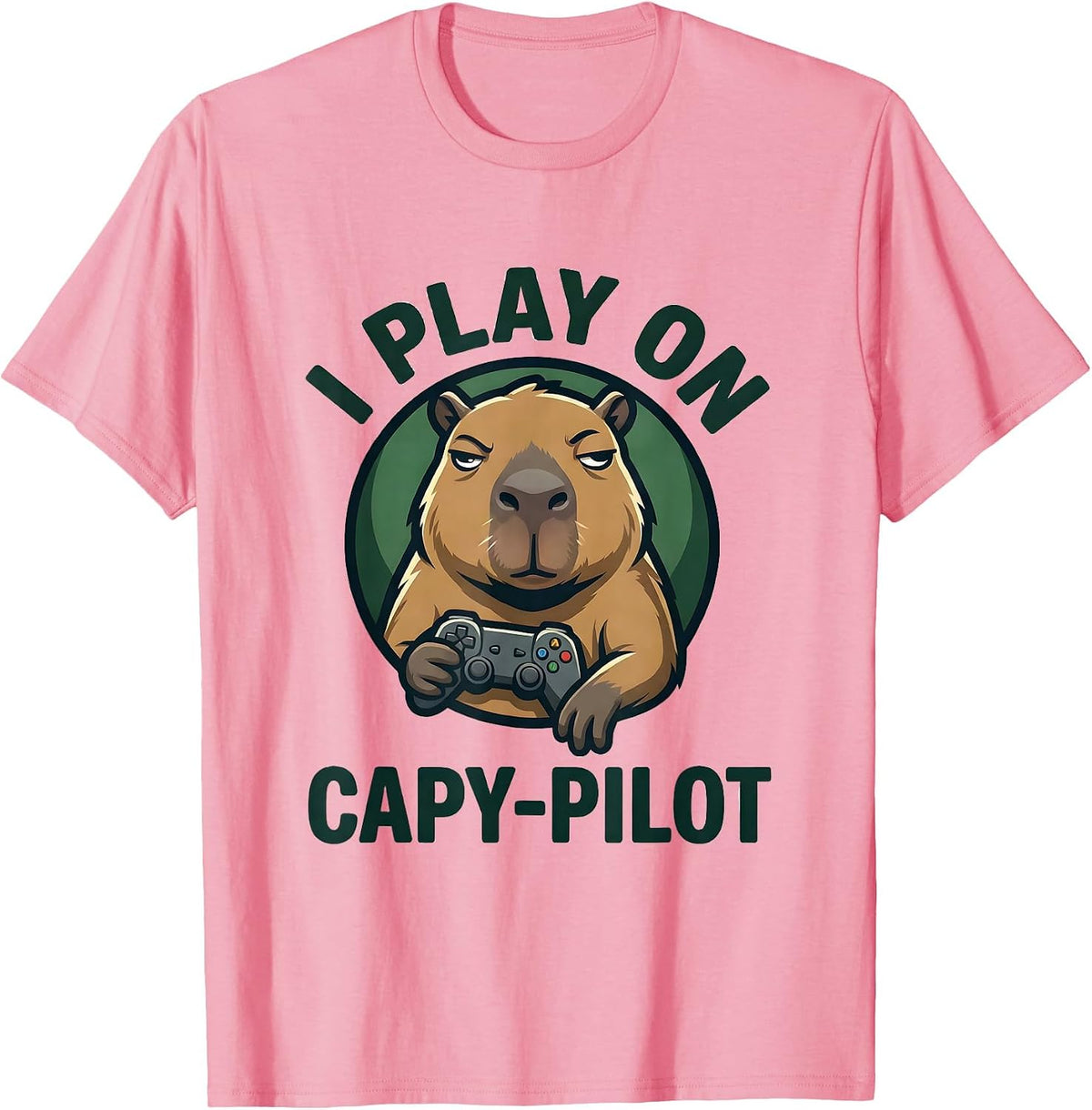 Men's I Play On Capy-Pilot Funny Capybara Gamer Meme Humor T-Shirt - Pink