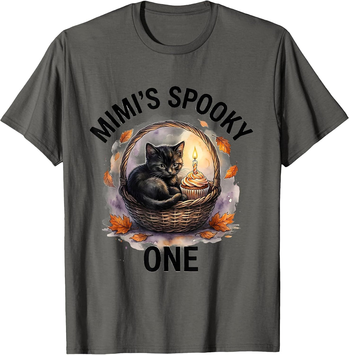 Men's Mimi's Spooky One Watercolor Halloween Birthday Baby First T-Shirt - Asphalt Grey